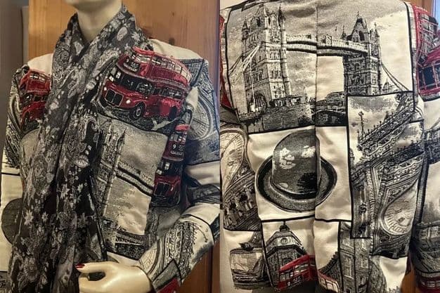 Mit Schirm, Charme und viel Fingerspitzengefühl: Die Lieblingsjacke im royalen Design ist handgenäht.