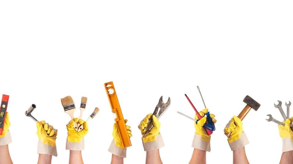 arbeitshandschuhe, werkzeuge