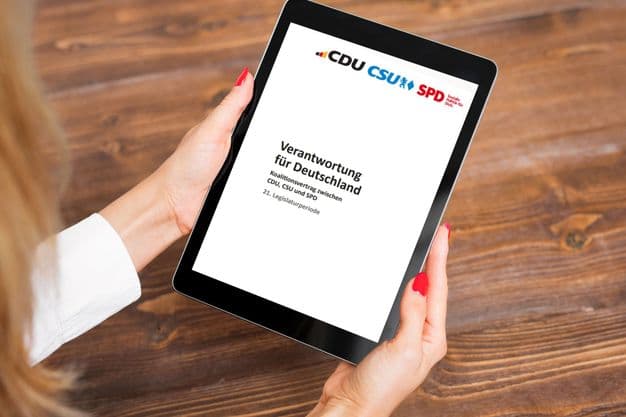 Der Koalitionsvertrag von CDU/CSU und SPD trägt den Titel „Verantwortung für Deutschland“.