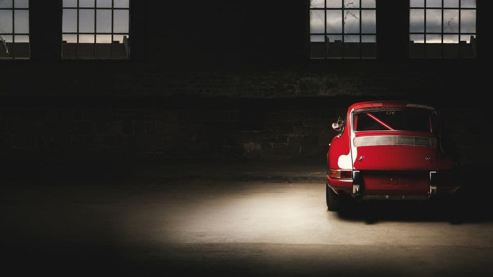 911 Oldtimer roter Sportwagen, Rennauto siebziger Jahre