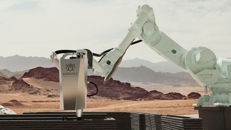 So soll der innovative Druckkopf zum 3D-Betondruck aussehen. In Kürze soll er bei der Arbeit in Deutschland zu sehen sein.