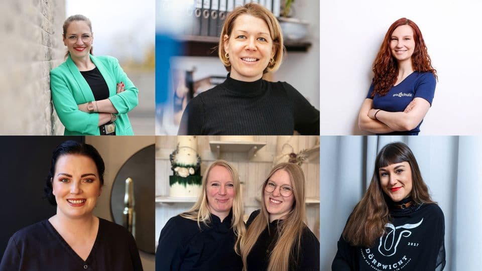Kein Mutterschutz für Selbstständige: Die Handwerkerinnen Kathrin Post-Isenberg, Katja Lilu-Melder, Larissa Pichler, Nicole Schmidt-Hager, Melanie Bauer-Sonntag und Stefanie Gornicki fordern, dass sich das ändern muss.