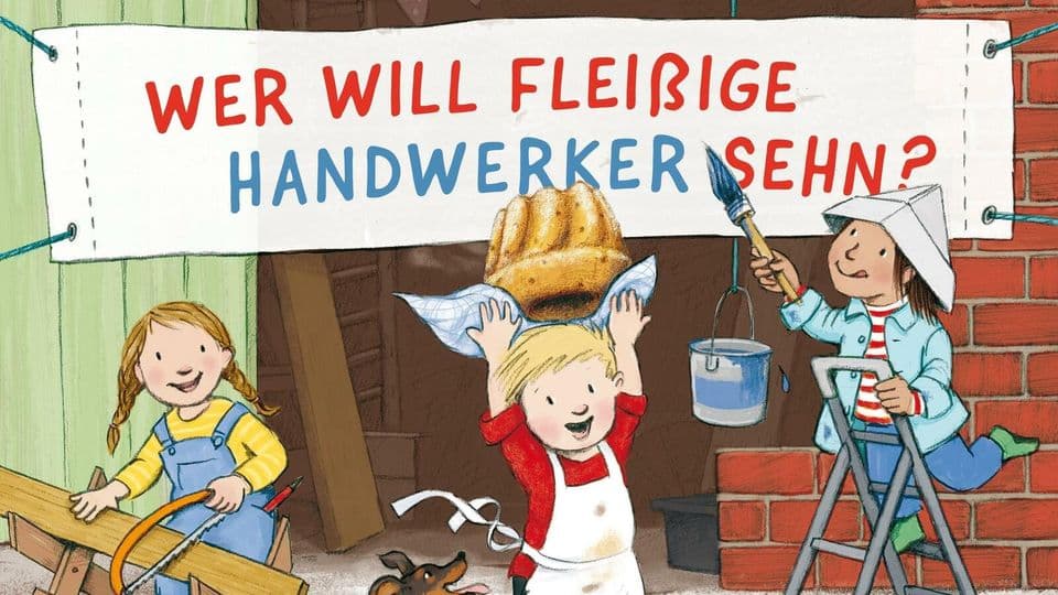 Die Kinder- und Jugendbuchillustratorin Katharina Bußhoff hat das Buch bebildert. Kinder sehen im Buch, welche typischen Tätigkeiten Handwerker wie zum Beispiel Maurer in ihrem Arbeitsalltag ausführen.