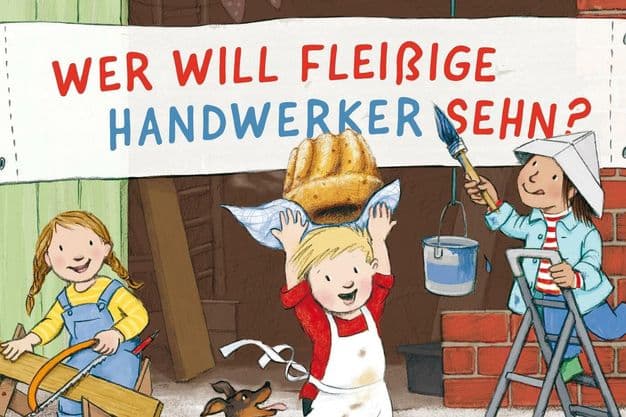 Die Kinder- und Jugendbuchillustratorin Katharina Bußhoff hat das Buch bebildert. Kinder sehen im Buch, welche typischen Tätigkeiten Handwerker wie zum Beispiel Maurer in ihrem Arbeitsalltag ausführen.