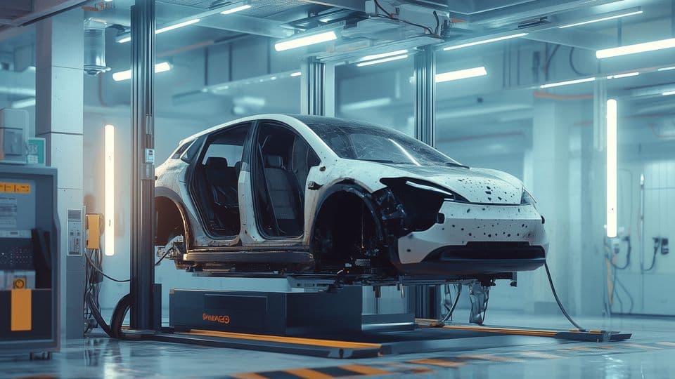 Reparaturbedürftiges Elektroauto (Illustration): Die Versicherungswirtschaft kritisiert hohe Reparaturkosten bei den Stromern.