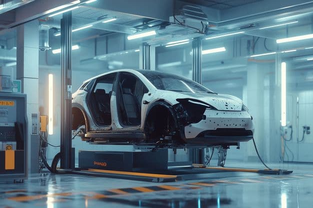 Reparaturbedürftiges Elektroauto (Illustration): Die Versicherungswirtschaft kritisiert hohe Reparaturkosten bei den Stromern.