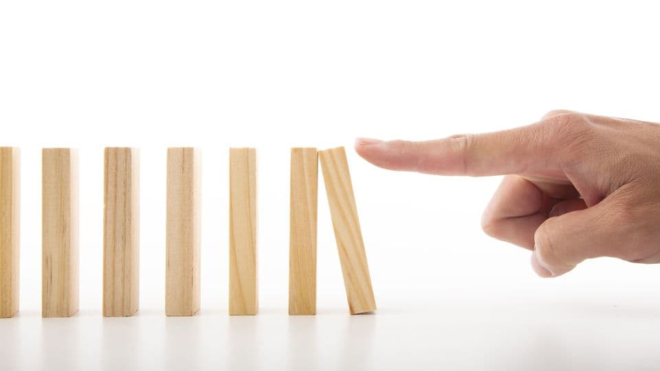 hand push down the wall concept