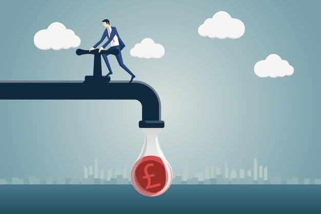 Ein Mann im Anzug dreht den Geldhahn zu.