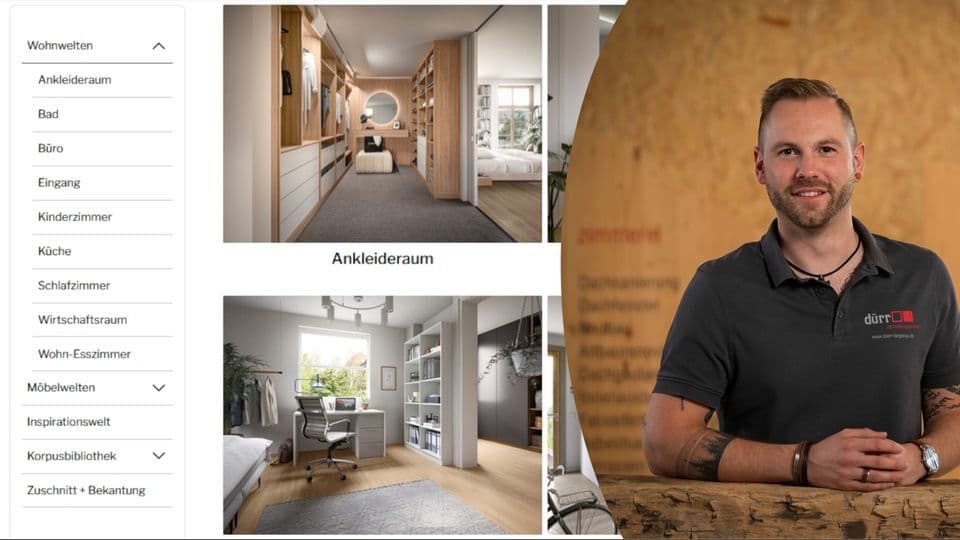 Simon Dürr empfiehlt Kunden die Nutzung des Möbelplaners bei kleineren Aufträgen: „So bekommen wir eine schnelle Idee, in welche Richtung es gehen soll und die Kunden bekommen eine Preisvorstellung für ihr Wunschmöbel.“
