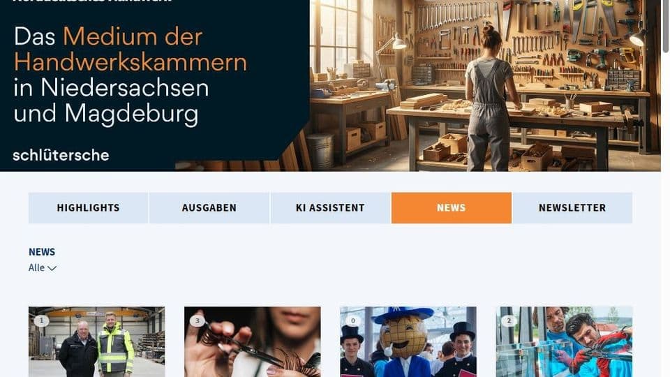 Ausgabenübersicht: Für jede regionale Ausgabe des Norddeutschen Handwerks erscheint zunächst die Übersicht der Ausgaben.