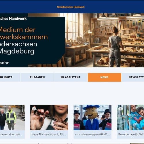 Ausgabenübersicht: Für jede regionale Ausgabe des Norddeutschen Handwerks erscheint zunächst die Übersicht der Ausgaben.