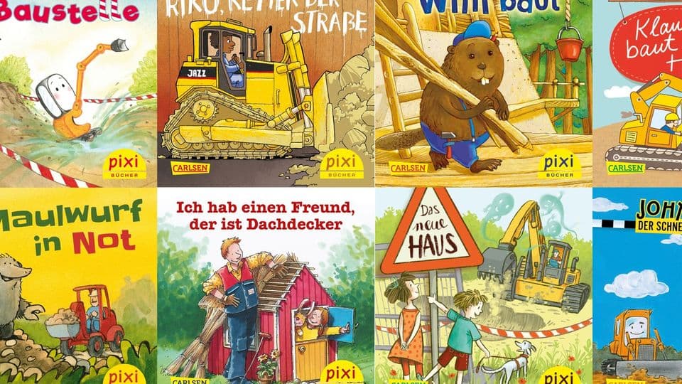 Die Bücher der Serie „Pixis Fahrzeuge auf der Baustelle“