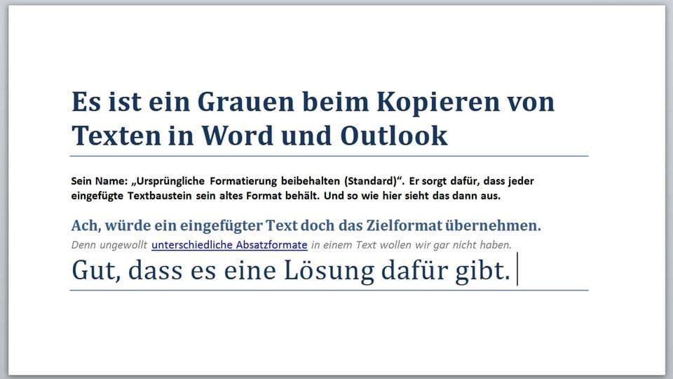 Word & Outlook: Text einfügen ohne Formatierungs-Chaos