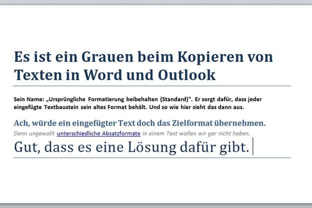 Word & Outlook: Text einfügen ohne Formatierungs-Chaos