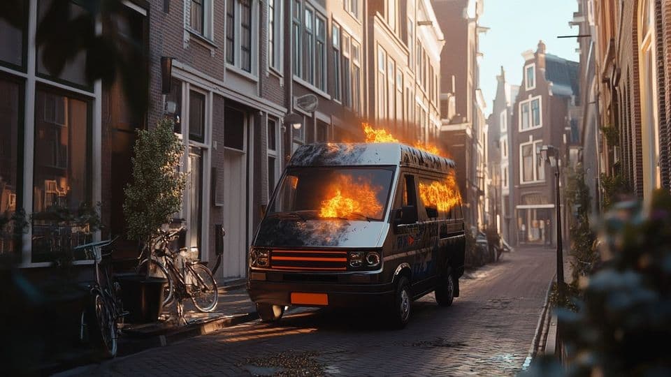 Symbolbild: In den Niederlanden tragen einige Dachdecker Kämpfe mit gefährlichen Mitteln aus. (KI-Illustration)